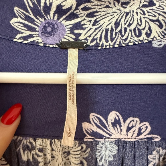 Free People Blue Hawaii Washed Blue Floral Print Mini Dress Size Large - Picture 5 of 10